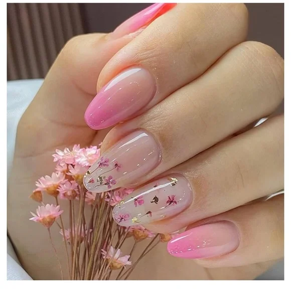 6 Packs (144 Pcs) Flower Press on Nails Medium Almond Fake Nails - Picture 2 of 7